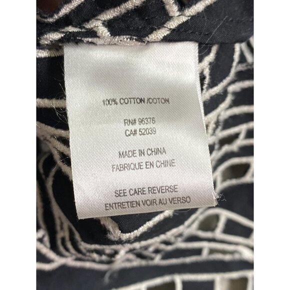 Samuel Dong Eyelet Black White Top Women size XL Artsy Art to wear Designer Boho - Picture 6 of 16